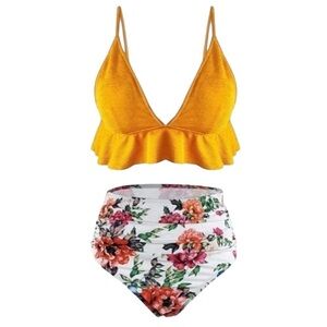 SS Queen Ruffle High Waist Bikini Swimsuit Size XL NWT